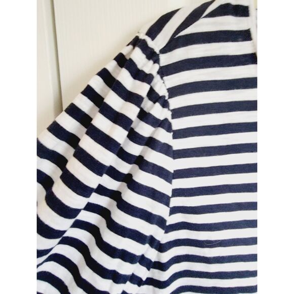 Chico's 3 Women's White Black Striped Knit Stretch Top Shirt Blouse Cotton Blnd - Picture 6 of 7